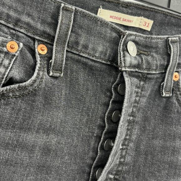 Levi's Raven's Wing Charcoal Gray Wedgie Skinny Jeans - Picture 9 of 10